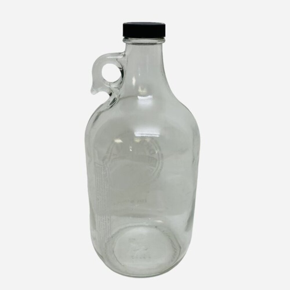 Delafield Brewhaus WI 64oz Glass Beer Growler Jug Half Gallon Black Twist Lid